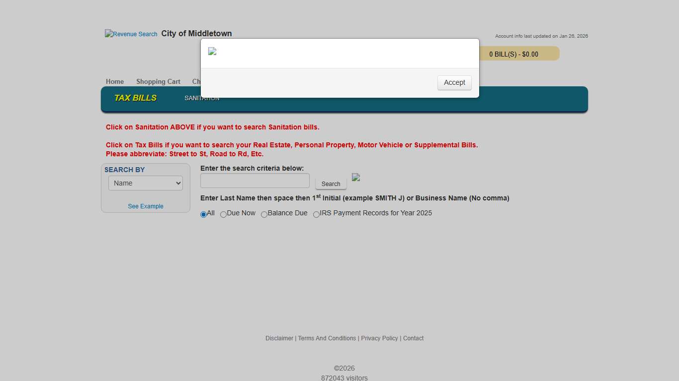 City of Middletown - Tax Bills Search & Pay